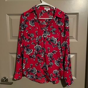 Red white and blue floral blouse, size small from express